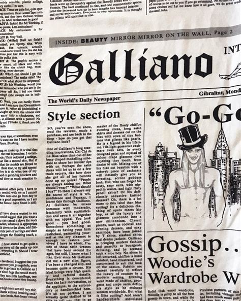 john galliano newspaper.